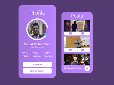 a simpler and funner version of instagram :) app application branding button icon design icons ios iphone profiles purple set ui uiux ux