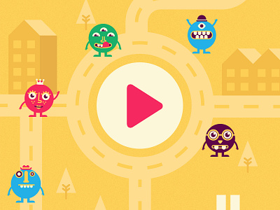 Quick Math Jr - Town screen monsters play button town