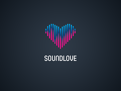 Soundlove Logotype concept gradient heart logo love sound wave