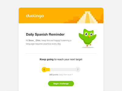 Duolingo Email Reminders alert duolingo e mail email flat mail message notofication owl progress reminder ui