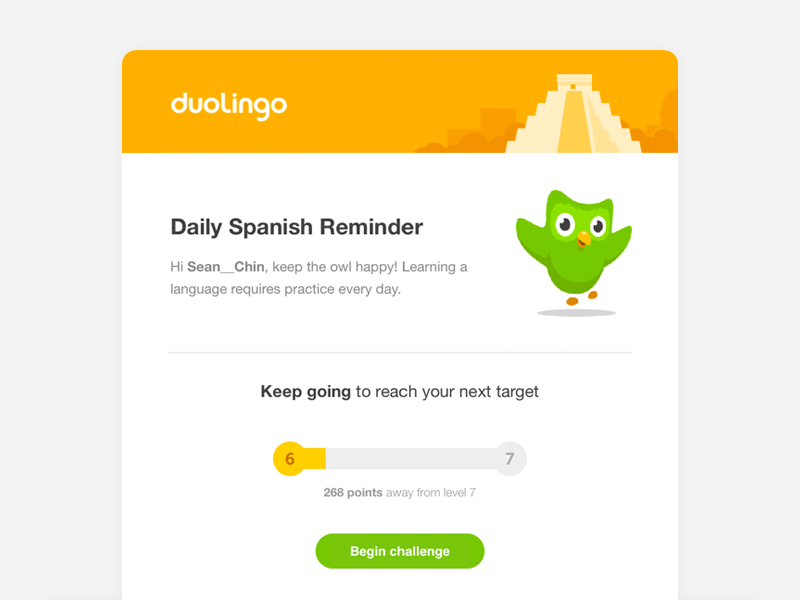 Duolingo Re-engagement email