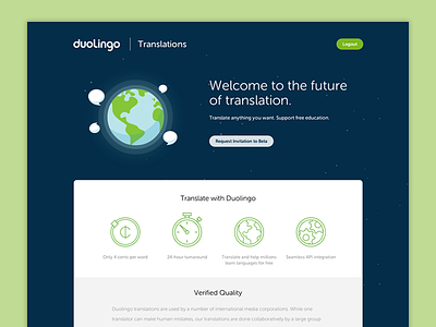 Duolingo Translations duolingo earth flat icon landing language spash ui website