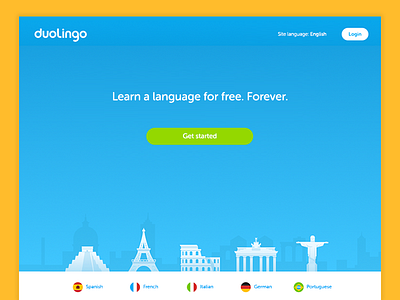 Duolingo Splash Page flat home landing page splash ui website