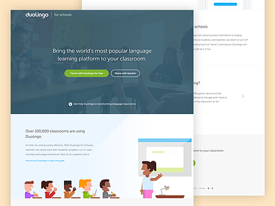 Duolingo for Schools duolingo education flat homepage illustration landing photography schools splash ui website welcome