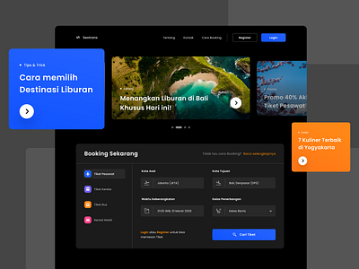 Seotrans- Ticket Booking Website black bright color clean clean design contract dark mode dark theme dark ui landing page landscape minimal plane ticket transport transportation travel typography ui ux website