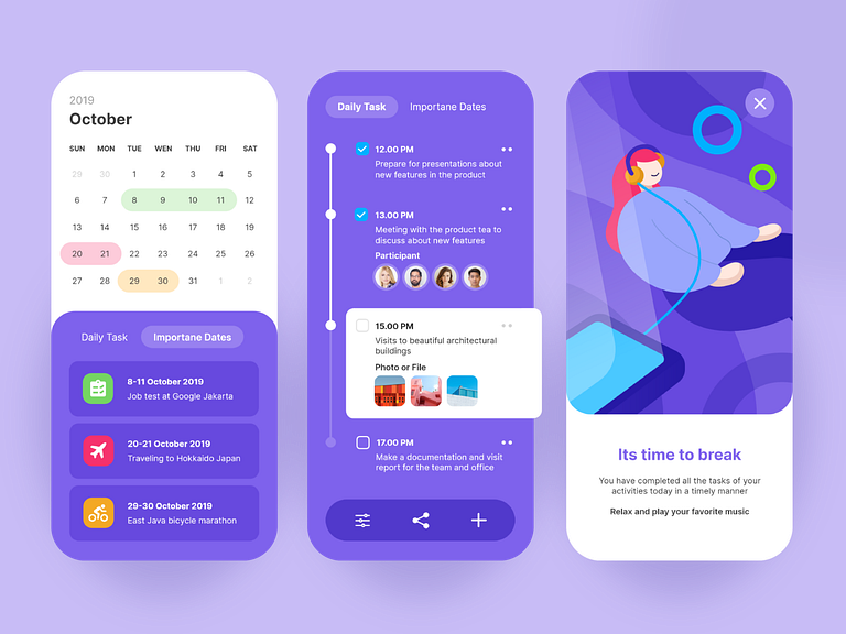 UI Design for Calendar Task Manager by Habib Al-Hakim on Dribbble