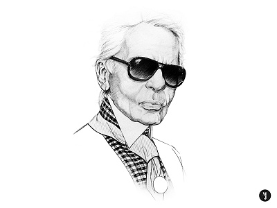Karl Lagerfeld draw fahion fashion illustration icon illustration karl lagerfeld mode myriam jerari pencil drawing portrait portrait illustration