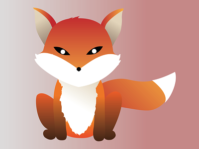 Illustration of a fox cute animal design flat fox foxi gradient illustration little fox orange red