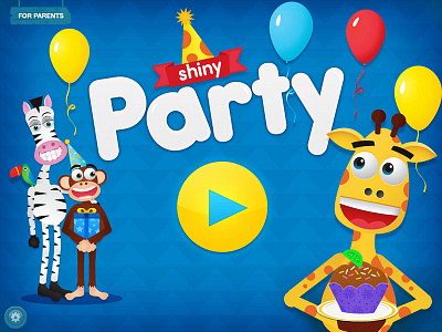 Shiny Party apps character design game giraffe illustration monkey party zebra