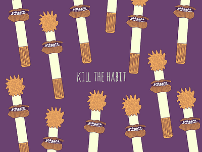 Kill the habit- 170days character design drawing illustration kills monster smoking vector