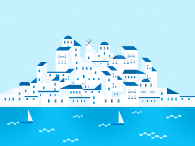 Mykonos city design flat houses illustration shapes travel vector