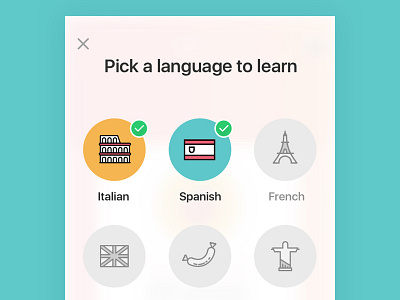 Pick a language app design education elearning icons illustration ios italian mobile ui ux