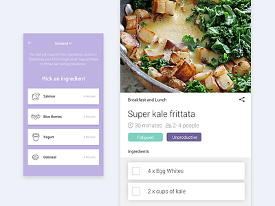 Recipe UI app clean design eating fitness food health icons mental health recipe ui ux
