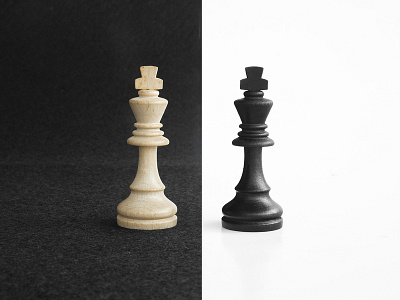King chess pieces in black and white