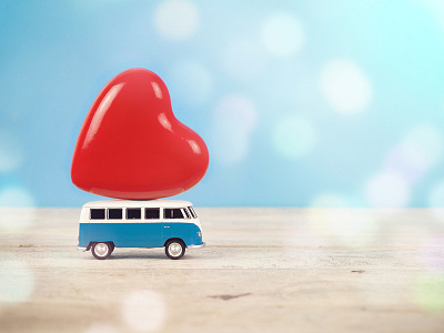 Vintage toy van with red heart on it car heart love love is love romance romantic valentine valentine card van vw bully