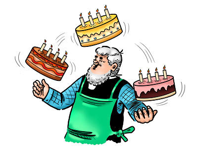 old man birthday cartoon character