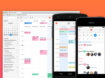 Sunrise Calendar on Android, iOS and Web agenda android calendar desktop ios ipad iphone schedule sunrise web