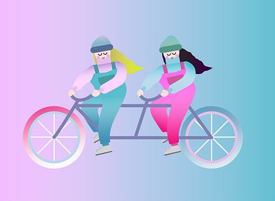 Pink&Blue Bikers adobe illustrator adobeillustator characters gradient gradient color gradients illustration illustrator vector vectorillustration