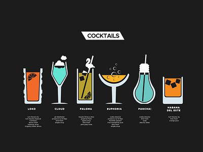 COCKTAILS cocktails design drink menu drinks menu illustration illustrator list menu menu design vector