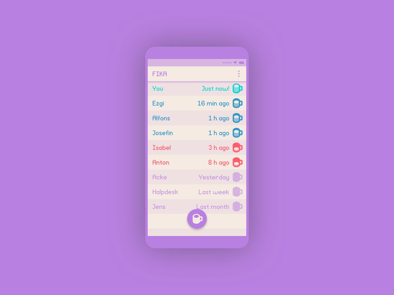 Lifelimitsart 011 / Coffee break purple idea design vector ui mobile minimalism minimal material flat dailyui concept app