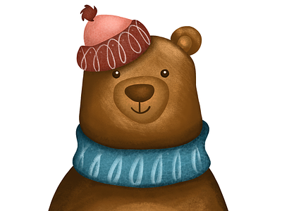 Procreate bear 🐻 bear character christmas illustration ipad procreate vector winter postcard