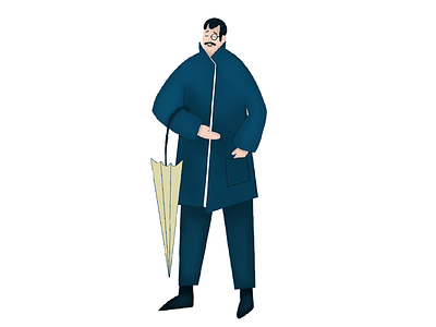 Gentleman 🕵🏻‍♂️ character digital art english man gentleman illustration ipad man procreate umbrella