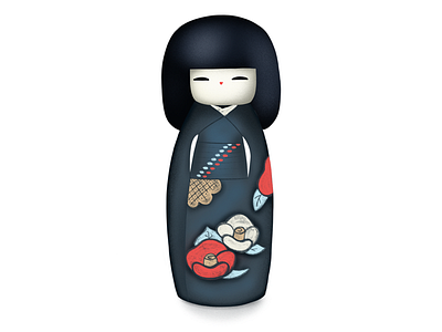 Kokeshi 👘 digital art doll illustration ipad japan japanese doll kokeshi procreate textures