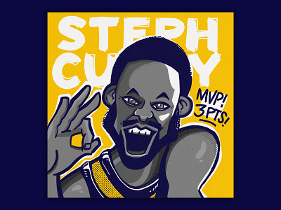 Steph Curry 2021/22 NBA finals MVP illustration poster art print sport wacom cintiq