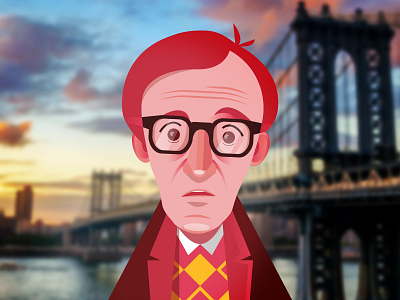 Woody Allen illustration portrait poster art vector wacom cintiq woody allen