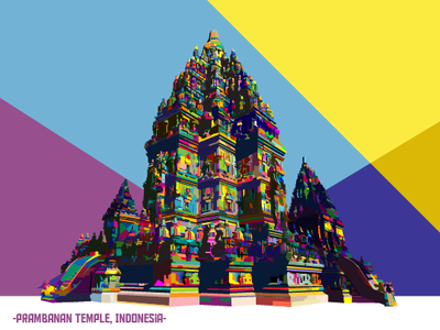 Prambanan Temple landscape popart temple tourism uncurve wpap