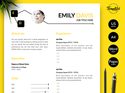 Creative Resume for Word & Pages “Emily Davis”