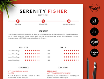 Modern Resume for Word & Pages “Serenity Fisher” 1 page resume 2 page resume 3 page resume creative resume creative resume word cv template cv template mac cv template pc editable cv modern resume professional resume resume download resume for pages resume for word resume template resume template word template modern