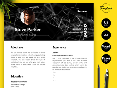 Creative Resume for Word & Pages “Steve Parker”