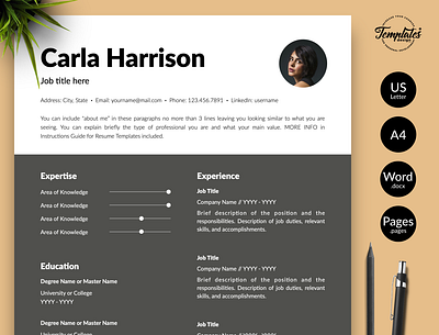 Modern Resume for Word & Pages “Carla Harrison” 1 page resume 2 page resume 3 page resume accountant resume accounting resume cv template cv template for word elegant resume hr manager resume modern cv modern resume professional resume resume design resume for word resume template resume with photo simple resume