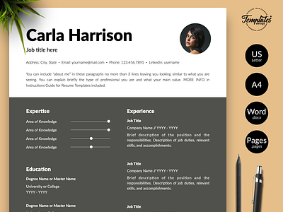 Modern Resume for Word & Pages “Carla Harrison”