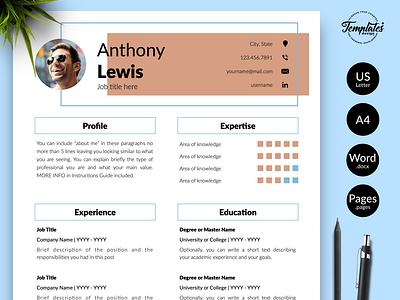 Creative Resume for Word & Pages “Anthony Lewis”