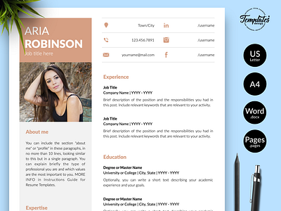 Creative Resume for Word & Pages “Aria Robinson”