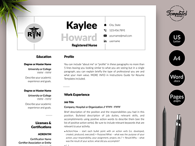 Nurse Resume for Word & Pages “Kaylee Howard”