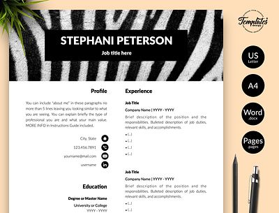 Animal Care Resume for Word & Pages “Stephani Peterson” animal care cv animal care jobs animal care resume animal pattern resume creative cv creative resume curriculum vitae cv animal pattern cv template one page resume pet sitters resume resume downloadable resume for animal care workers resume for pages resume for word resume template safari assistant veterinarian cv veterinarian resume veterinary resume