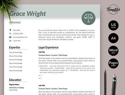 Legal Resume for Word & Pages “Grace Wright” 1 page resume 2 page resume attorney cv template attorney resume cv template lawyer cv template lawyer resume legal cv template legal resume modern resume one page resume professional resume resume for attorney resume for lawyer resume for word resume template resume template word