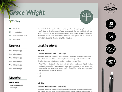 Legal Resume for Word & Pages “Grace Wright”