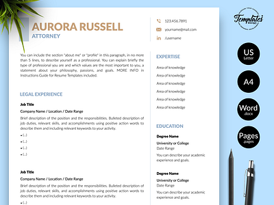 Legal Resume for Word & Pages “Aurora Russell”