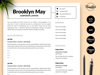 Legal Resume for Word & Pages “Brooklyn May”