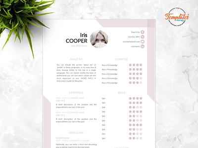 Resume Template For Word And Pages "Iris Cooper" best elegant resume best modern resume blogger resume cv template pages cv template word cv with picture digital resume one page resume resume cv resume template word resume with photo three page resume two page resume