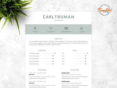 Resume Template For Word And Pages "Carl Truman" 1 page resume 2 page resume 3 page resume apple pages clean resume format cv template elegant cv elegant resume microsoft word resume downloadable resume for ms word resume template simple resume format