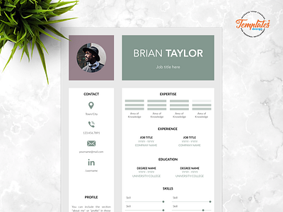 Resume Template For Word And Pages "Brian Taylor" 1 page resume 2 page resume 3 page resume clean resume sample combination resume elegant cv resume letter template masculine resume resume downloadable resume for pages resume for word resume with photo simple resume sample