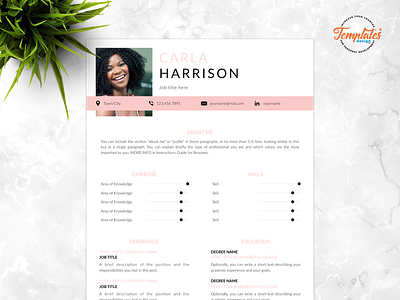 Resume Template For Word And Pages "Carla Harrison"