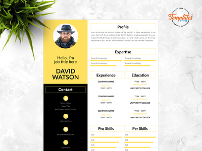 Resume Template For Word And Pages "David Watson" cover letter creative cv creative resume cv for word cv template instant download masculine resume professional resume references template resume creative resume picture resume template resume with photo
