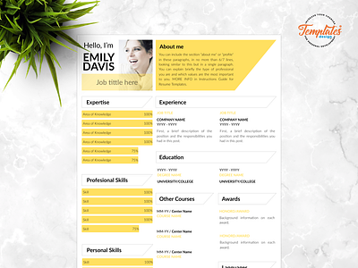 Resume Template For Word And Pages "Emily Davis" creative resume cv design word journalist resume modern resume one page resume professional resume resume for pages resume for word resume template resume with picture three page resume two page resume writer cv template