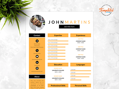 Resume Template For Word And Pages "John Martins" curriculum for pages curriculum for word cv template digital resume graphic designer cv hair stylist resume marketing cv marketing resume one page resume professional resume resume template resume with picture three page resume
